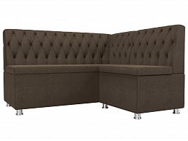 Кухонный угловой диван Мирта правый (полностью рогожка коричневая) - Фото предпросмотра