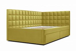 Кровать «Юник» с ящиками 1200, желтый - Фото предпросмотра
