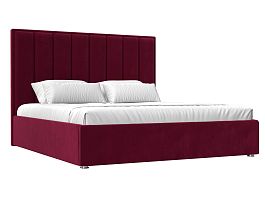 Интерьерная кровать Афродита 160 (полностью микровельвет бордовый) - Фото предпросмотра
