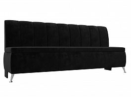 Кухонный прямой диван Кантри (полностью велюр черный) - Фото предпросмотра