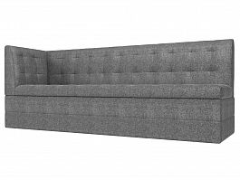 Кухонный диван Бриз с левым углом (полностью рогожка серая) - Фото предпросмотра