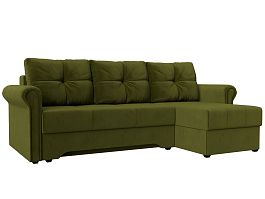 Угловой диван Леон правый (полностью микровельвет зеленый) - Фото предпросмотра