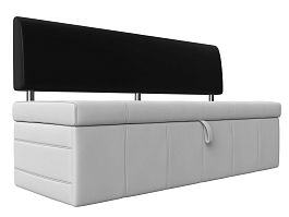 Кухонный прямой диван Стоун (основа экокожа белая, компаньон экокожа черная) - Фото предпросмотра