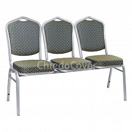 Секция из 3 стульев Хит - серебро, ромб синий - Фото предпросмотра
