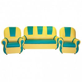 Комплект мягкой игровой мебели на хромированных ножках «Добрый Гном» желто-зеленый - Фото предпросмотра