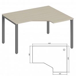 Эргономичный стол правый Trend Metal 140x120x75 светлый дуб - Фото предпросмотра