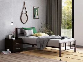 Кровать односпальная "Кадис 90" коричневый - Фото предпросмотра