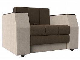 Кресло-кровать Атлантида (основа рогожка коричневая, компаньон рогожка бежевая) - Фото предпросмотра