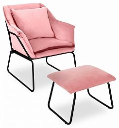 Кресло с пуфом Alex розовое - Фото предпросмотра