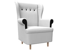Кресло Торин (полностью экокожа белая, вставки экокожа черная) - Фото предпросмотра