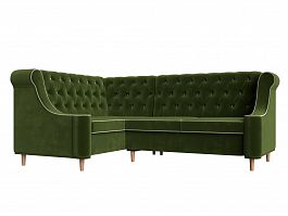 Угловой диван Бронкс левый (полностью микровельвет зеленый) - Фото предпросмотра