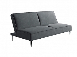 Este диван-кровать трехместный, прямой, без подлокотников, бархат серый 27 - Фото предпросмотра