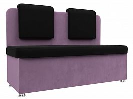 Кухонный прямой диван Маккон 2-х местный (основа микровельвет черный, компаньон микровельвет сиреневый) - Фото предпросмотра