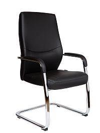 Кресло офисное / Davos CF Black / алюминиевая  база / черная экокожа - Фото предпросмотра