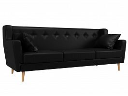 Прямой диван Брайтон 3 (полностью экокожа черная) - Фото предпросмотра