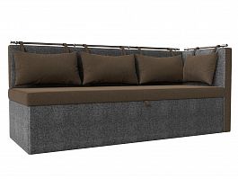 Кухонный диван Метро с углом правый (основа рогожка коричневая, компаньон рогожка серая) - Фото предпросмотра