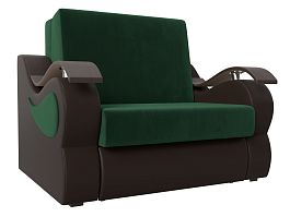 Прямой диван Меркурий 100 (основа велюр зеленый, компаньон экокожа коричневая) - Фото предпросмотра