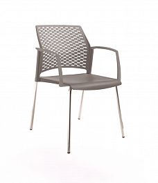 REWIND стул с закрытыми подлокотниками каркас хром/пластик серый "Кресла для посетителей"  ТК-001854000027 серый - Фото предпросмотра