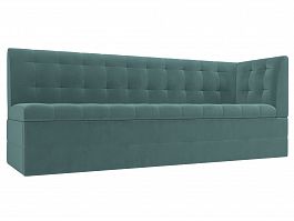 Кухонный диван Бриз с углом (полностью велюр бирюзовый) - Фото предпросмотра