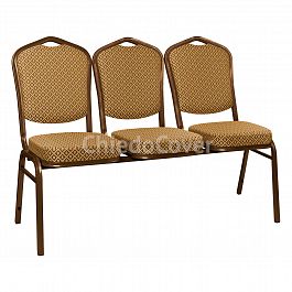 Секция из 3 стульев Хит - коричневый, ромб коричневый - Фото предпросмотра