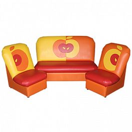 Комплект мягкой игровой мебели «Радуга» яблоко желто-оранжевый - Фото предпросмотра