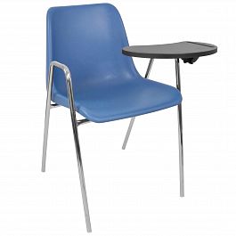 Стул Vicenza (4 ножки с подлокотниками + столик TLT), Каркас хром, синий - Фото предпросмотра