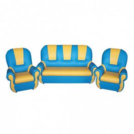 Комплект мягкой игровой мебели на хромированных ножках «Добрый Гном» голубо-желтый - Фото предпросмотра