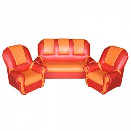 Комплект мягкой игровой мебели «Добрый Гном «ЛЮКС» красно-оранжевый - Фото предпросмотра