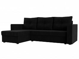 Угловой диван Атланта Лайт Б/С левый (полностью микровельвет черный) - Фото предпросмотра