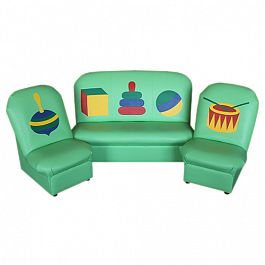 Комплект детской мягкой мебели на каркасе «Аппликация» Игрушки салатовый - Фото предпросмотра