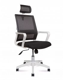Кресло офисное / Бит / 815AW-AF02-T09/белый пластик / черная сетка / черная ткань "Кресла для руководителей"  ТК-001035000544 черный - Фото предпросмотра