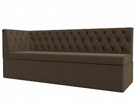 Кухонный диван Маркиз с левым углом (полностью рогожка коричневая) - Фото предпросмотра