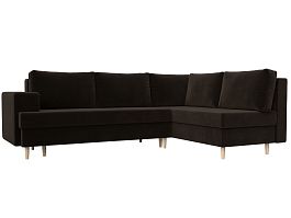Угловой диван Сильвана правый (полностью микровельвет коричневый) - Фото предпросмотра