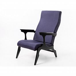 Кресло Флоренция  (67*80*102*) ткань деним, каркас венге "Мягкая мебель для кабинета" ТК-002221000489 синий - Фото предпросмотра