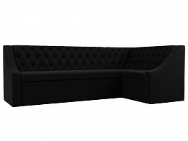 Кухонный угловой диван Мерлин правый (полностью микровельвет черный) - Фото предпросмотра