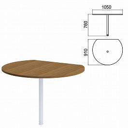 Стол приставной полукруг "Арго", 1050х910 мм, БЕЗ ОПОРЫ, орех - Фото предпросмотра
