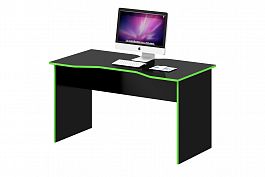 Стол для геймера "Геймерские столы" ПК-ПРА-СТГ135Х70-В1-1112 черный шагрень+зеленая кромка - Фото предпросмотра