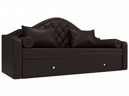 Прямой диван софа Сойер (полностью экокожа коричневая) - Фото предпросмотра