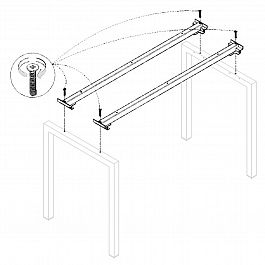 Траверса стола на металлокаркасе "Арго", КОМПЛЕКТ 2 шт., для ширины 1400 мм - Фото предпросмотра