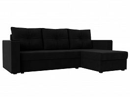 Угловой диван Атланта Лайт Б/С правый (полностью микровельвет черный) - Фото предпросмотра