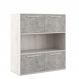Шкаф средний с горизонтальной нишей B-tone 106,4x45x115 сосна бетон светлый - Фото предпросмотра