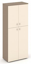 Шкаф высокий широкий (2 средних фасада ЛДСП + 2 низких фасада ЛДСП) "ESTETICA" ES.ST-1.8 Сатин - Фото предпросмотра