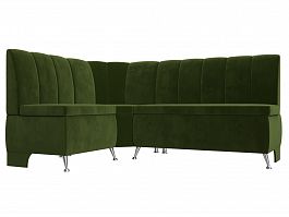 Кухонный угловой диван Кантри левый (полностью микровельвет зеленый) - Фото предпросмотра