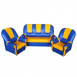 Комплект мягкой игровой мебели на хромированных ножках «Добрый Гном» сине-желтый - Фото предпросмотра