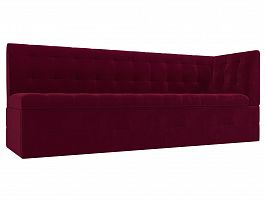 Кухонный диван Бриз с углом (полностью микровельвет бордовый) - Фото предпросмотра