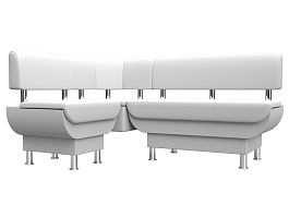 Кухонный угловой диван Альфа левый (полностью экокожа белая) - Фото предпросмотра