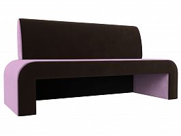 Кухонный прямой диван Кармен (основа микровельвет сиреневый, компаньон микровельвет коричневый) - Фото предпросмотра