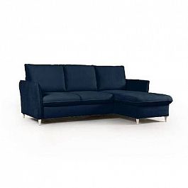 Hans диван-кровать с шезлонгом велюр синий - Фото предпросмотра
