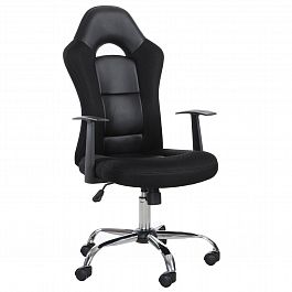 Кресло компьютерное BRABIX "Fusion EX-560", экокожа/ткань, хром, черное, 531581 - Фото предпросмотра