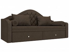 Прямой диван софа Сойер (полностью рогожка коричневая) - Фото предпросмотра